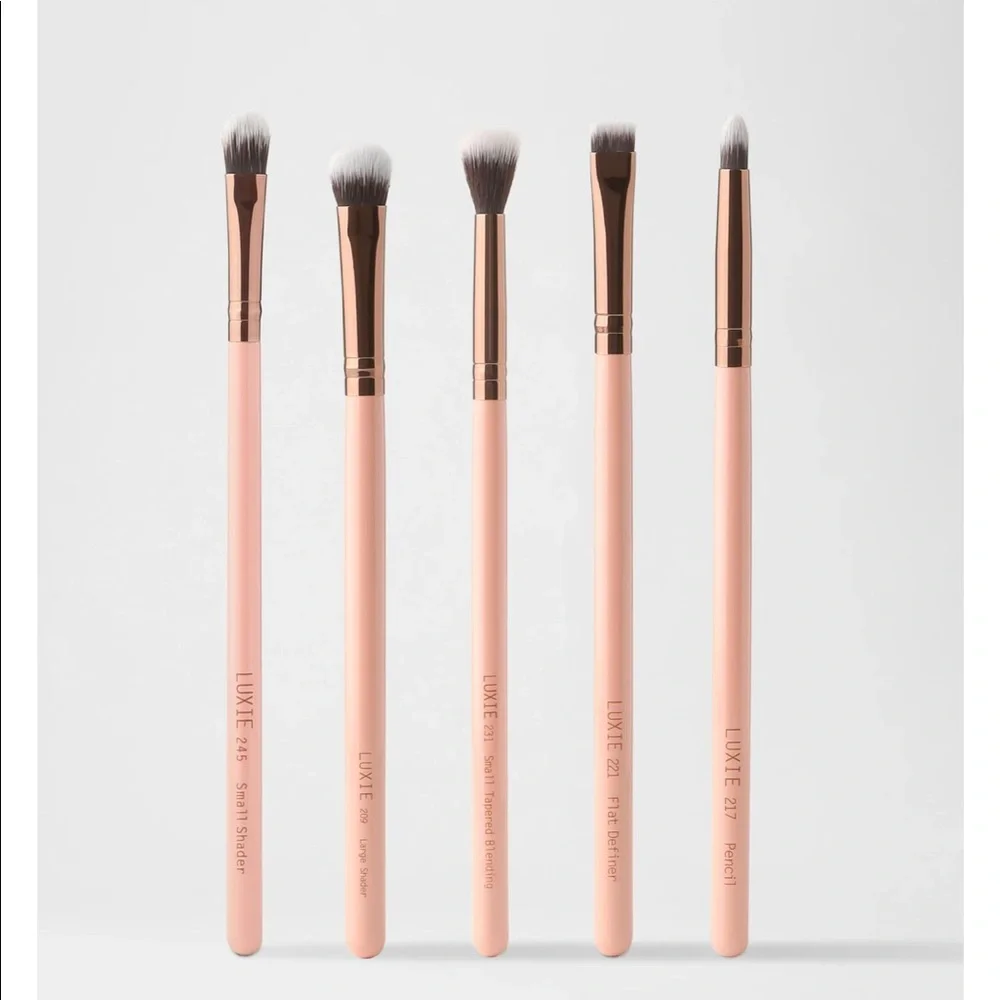 LUXIE EYECONIC EYE BRUSH SET ROSE GOLD $45 NIP